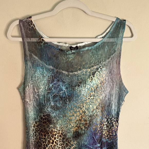 Komarov Leopard Tie Dye Sleeveless Midi Dress Size Large - Picture 3 of 7
